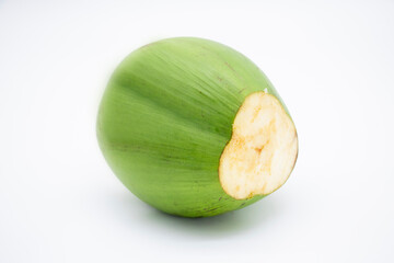 green coconut over on white background