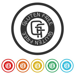 Gluten free. Food with gluten free. Set icons colorful