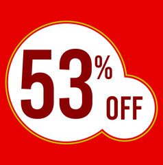 53 percent red banner with white ballons and red lettering for promotions and offers
