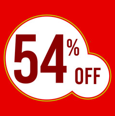 54 percent red banner with white ballons and red lettering for promotions and offers