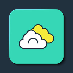 Filled outline Cloud icon isolated on blue background. Turquoise square button. Vector