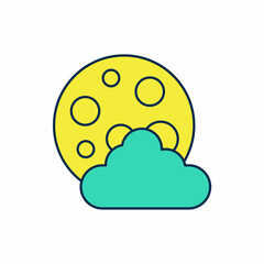 Filled outline Christmas night icon isolated on white background. Merry Christmas and Happy New Year. Vector