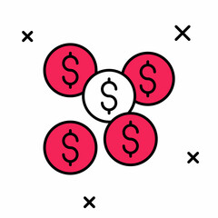 Filled outline Dollar symbol icon isolated on white background. Cash and money, wealth, payment symbol. Casino gambling. Vector