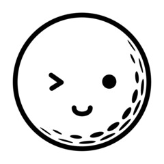 It is an illustration of a winking smile on a golf ball.