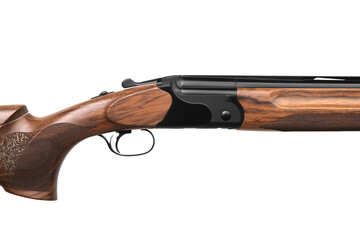 Hunting double-barrelled gun on a white background.  Double Shotgun isolated on  white back.