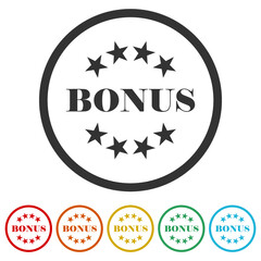 Bonus sign icon. Set icons colorful