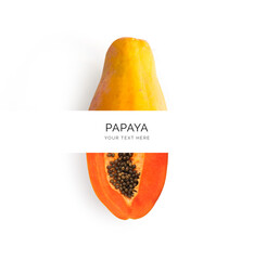 Creative layout made of papaya on the white background. Flat lay. Food concept. Macro  concept.