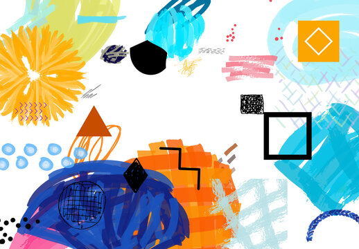 Set of Artistic Hand Drawn Scribbles with Marker and Ink