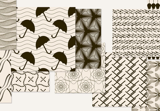 Set of Simple Retro Geometric Patterns