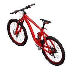 Fototapeta na wymiar Red mountain bike on an isolated white background. 3d rendering.