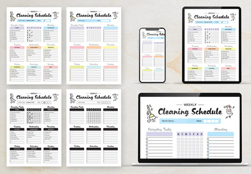 Weekly Cleaning Schedule Planner House Chores