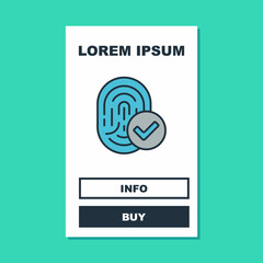 Filled outline Fingerprint icon isolated on turquoise background. ID app icon. Identification sign. Touch id. Vector