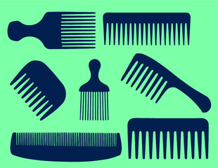 Hair combs silhouette vector