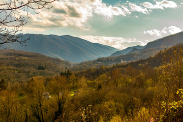 beautiful light and sky in the mountains