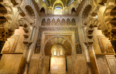 Interior the beautiful Mosque-Cathedral of Cordoba, Andalucia, Spain