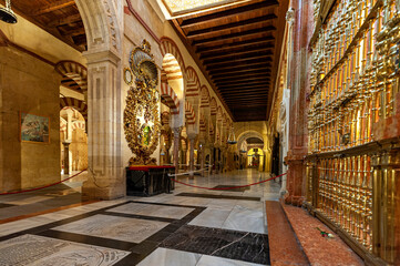 Fototapeta na wymiar Interior the beautiful Mosque-Cathedral of Cordoba, Andalucia, Spain
