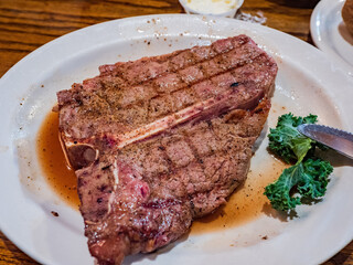 Close up shot of fried porterhouse