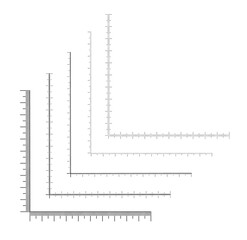 Corner ruler vector. Size indicators set isolated on background. Unit distances. Concept graphic element. Measuring scales.