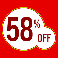 58 percent red banner with white ballons and red lettering for promotions and offers