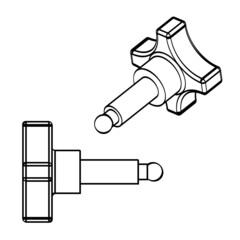 adjusting bolt with plastic handle. Vector set