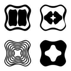 Square3 Flat Icon Set Isolated On White Background