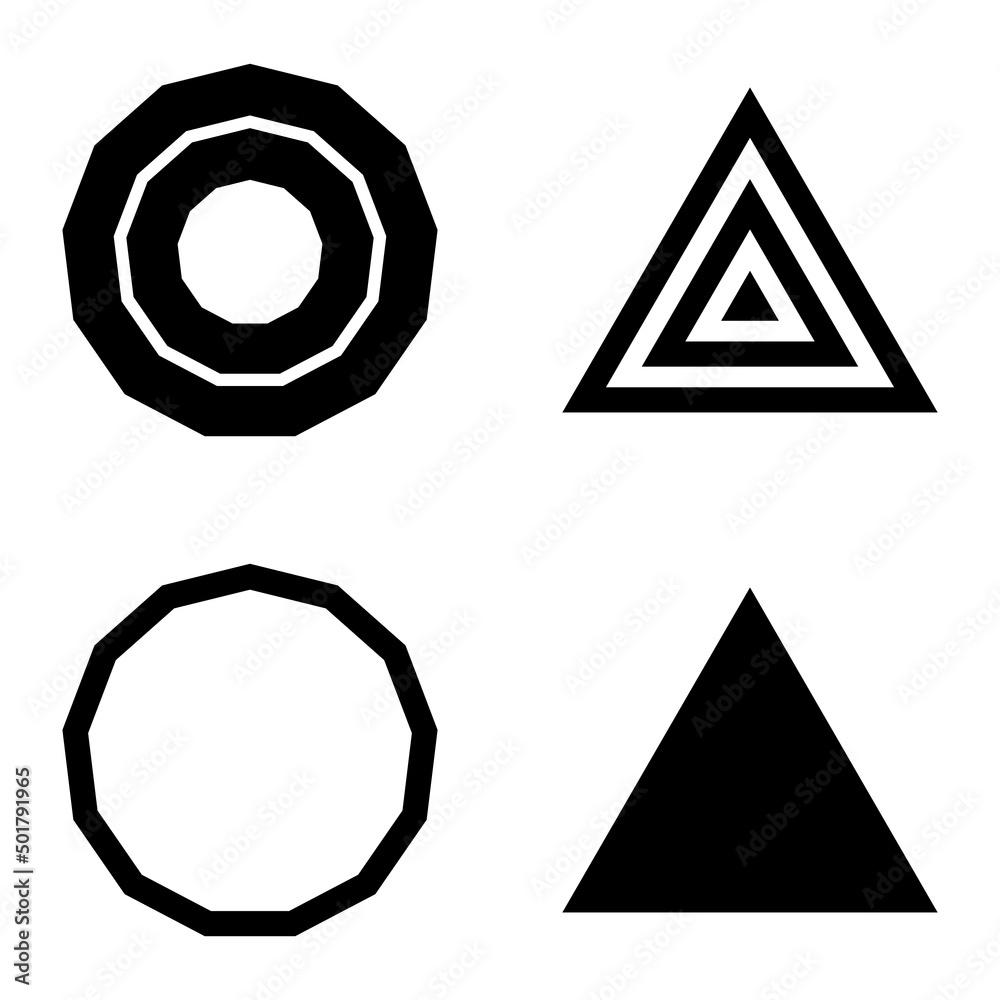 Wall mural Polygon2 Flat Icon Set Isolated On White Background