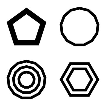 Polygon2 Flat Icon Set Isolated On White Background