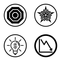 Circles1-2 Flat Icon Set Isolated On White Background