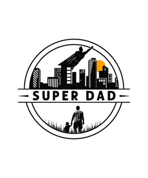Super dad superhero logo tshirt design