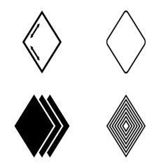 Rhombus Flat Icon Set Isolated On White Background