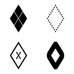 Rhombus Flat Icon Set Isolated On White Background