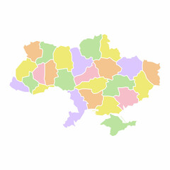 Ukraine political map. Low detailed. Solid simple style. Pastel colours. Vector editable