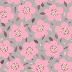 Flower and leaves pastel pattern