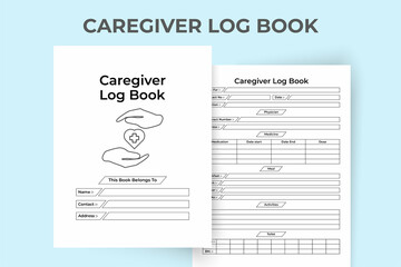 Caregiver KDP interior notebook template. Physician daily routine and patient information tracker template. KDP interior logbook. Caretaker doctor's daily routine and patient meal tracker interior.
