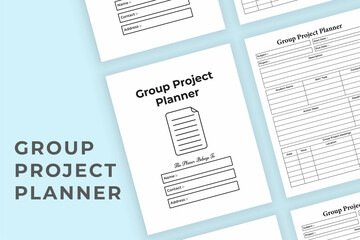 Fototapeta premium Group project planner KDP interior. Student's group project organizer and information tracker template. KDP interior notebook. Study purpose group project planner and task tracker interior.