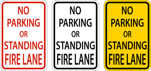 No Parking Fire Lane Sign On White Background