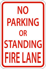 No Parking Fire Lane Sign On White Background