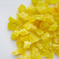 colored candied fruits on a white background
