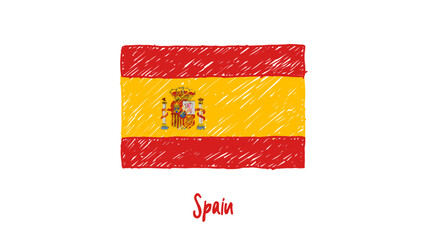 Spain National Country Flag Marker or Pencil Sketch Illustration Vector
