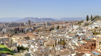 Obraz premium centre ville, cathédrale, églises et rues de Grenade en Andalousie