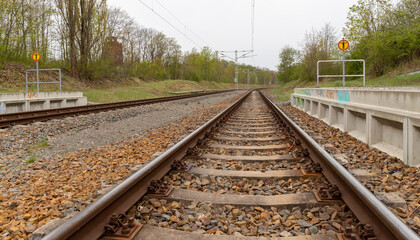 Railway track at a platform Station