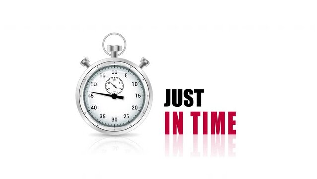 just in time stopwatch sign animation. 4K motion animation