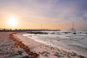in the port at sunrise
