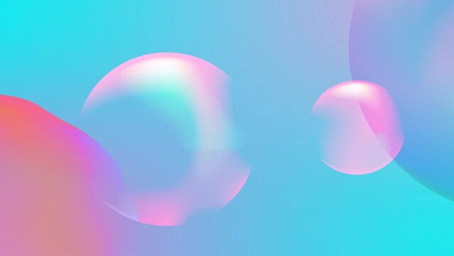 Dynamic Floating Gradient Balls Spheres on Pastel Pink Background. Natural abstract dreamy sky. Video. Animation. 
