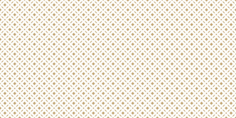 Vector golden abstract floral seamless pattern. Luxury gold and white graphic background. Subtle geometric ornament texture with small diamonds, grid, floral shapes, leaves. Modern stylish design