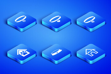 Set Dog house and bone, Cat collar, Pet food bowl, paw print pet, Collar heart and with name tag icon. Vector