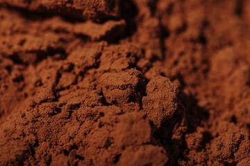 Close-up brown cocoa powder natural ingredient