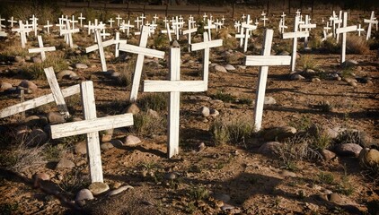 Un named graves of victims of the Spanish Flu, 1918.  Farmington, New Mexico.