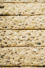 diet crispy bread on a black stone background