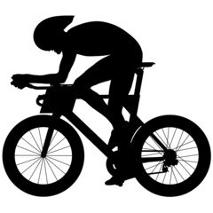 Fototapeta premium Professional racing cyclist, sport cyclist riding a racing bike, triathlon street sport Aero road bike in motion. Detailed vector realistic silhouette